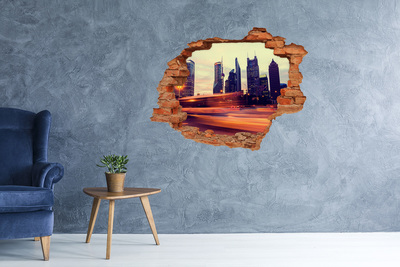 3D wall hole wallpaper Shanghai at night