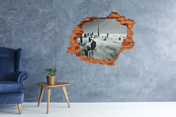 Hole wall sticker City in the clouds