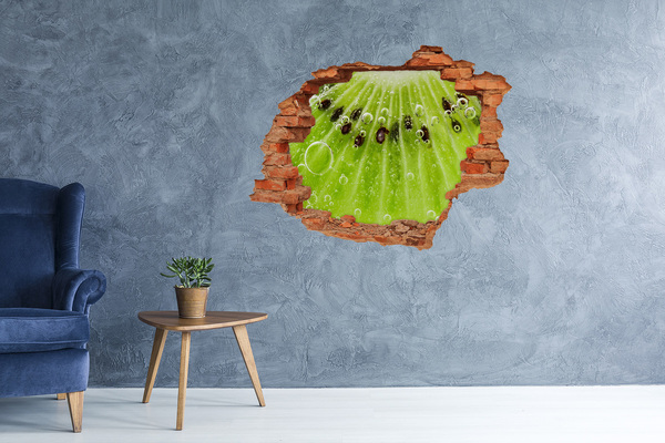 Hole wall sticker Green fruit with water drops