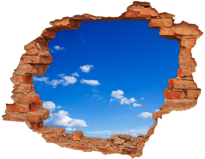 Hole in the wall sticker Blue sky with clouds