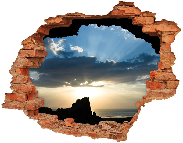 Hole in the wall decal Sunset over the sea