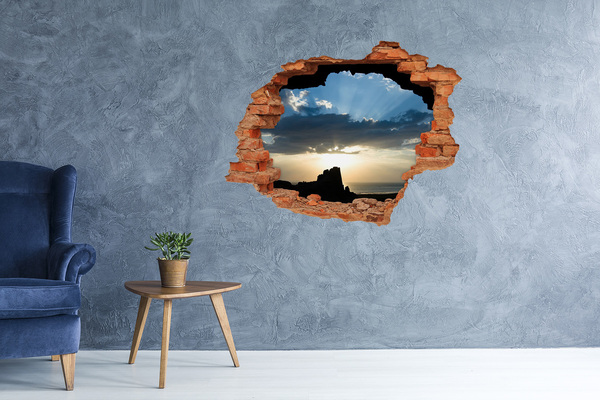 Hole in the wall decal Sunset over the sea