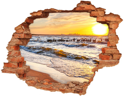 Hole wall sticker Sunset over the sea