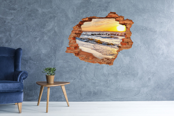 Hole wall sticker Sunset over the sea