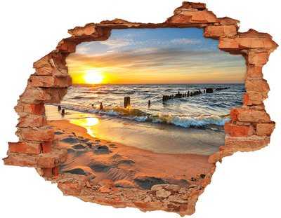 Hole wall sticker Sunset over the sea