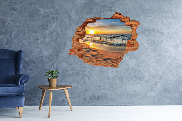 Hole wall sticker Sunset over the sea