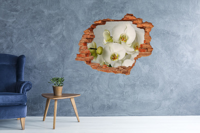 3D wall hole wallpaper White orchid