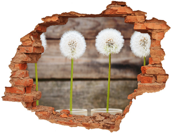 3D wall hole wallpaper Dandelion flowers in ruins