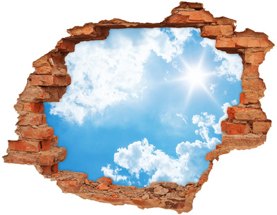 Hole in the wall sticker Blue sky with clouds