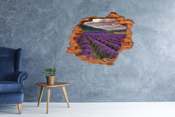 Hole in the wall sticker Lavender fields in the rays of the setting sun