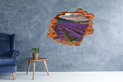 Hole in the wall sticker Lavender fields in the rays of the setting sun