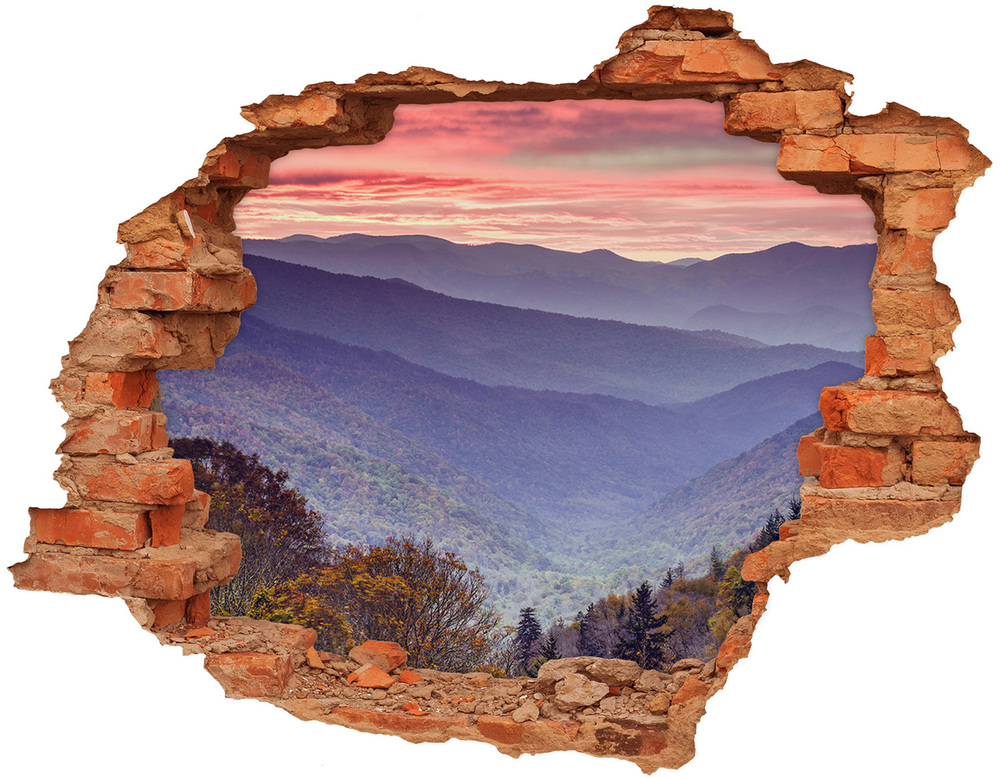 Hole wall sticker Sunset of the mountain