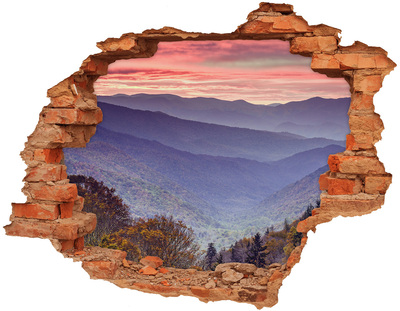 Hole wall sticker Mountain landscape at sunrise
