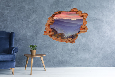 Hole wall sticker Mountain landscape at sunrise