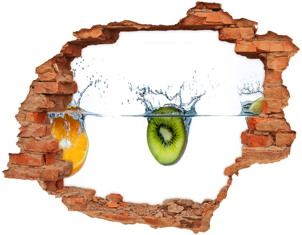 Hole in the wall decal Kiwi in water