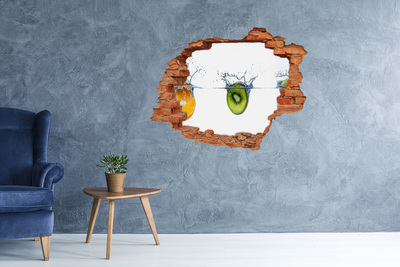 Hole in the wall decal Kiwi in water