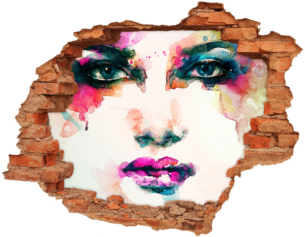 Hole in the wall sticker A colorful portrait in a hole in the wall