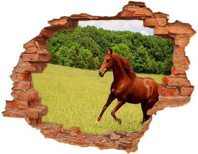 Hole in the wall sticker Galloping Horse in a Scenic Meadow