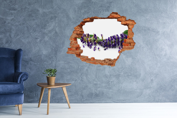 Hole in the wall sticker Lavender flower through a hole in the wall