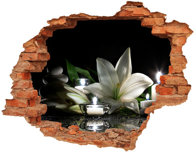 3D wall hole wallpaper White lily