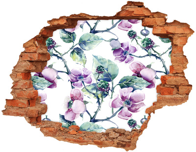 Hole in the wall sticker Blackberry flowers