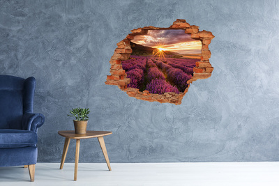 Hole in the wall decal Lavender field at sunset