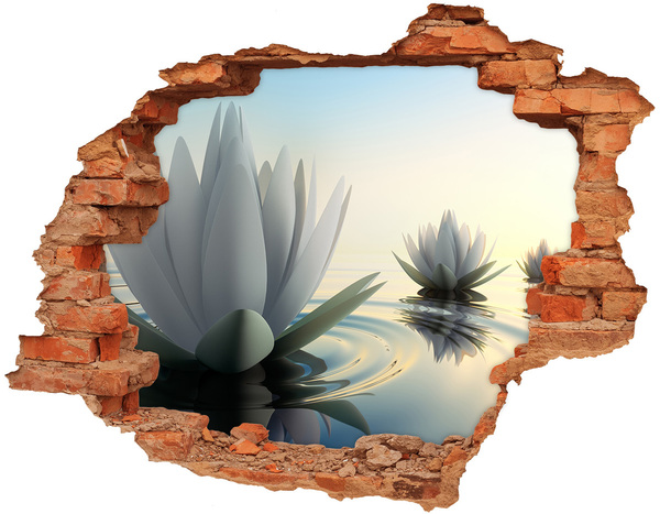Hole in the wall decal Lotus flowers on the water