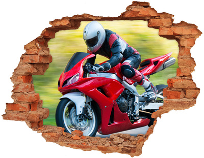 Hole in the wall sticker Motorcycle in action