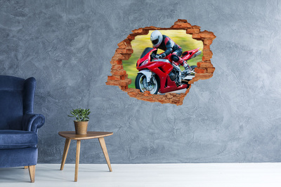 Hole in the wall sticker Motorcycle in action