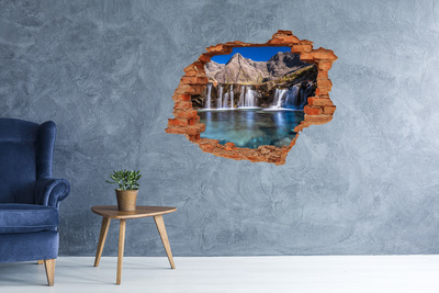 Hole wall sticker Waterfall in the mountains