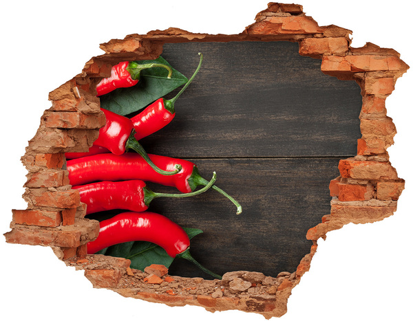 Hole in the wall decal Chili peppers in a damaged wall