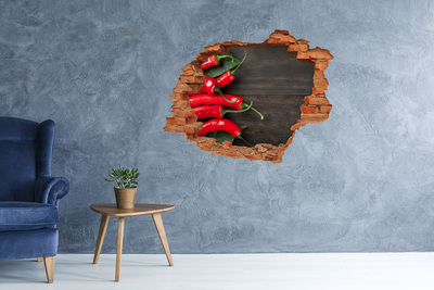 Hole in the wall decal Chili peppers in a damaged wall