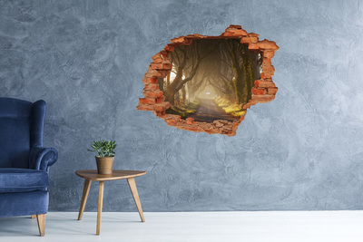 Hole wall sticker A path among the trees