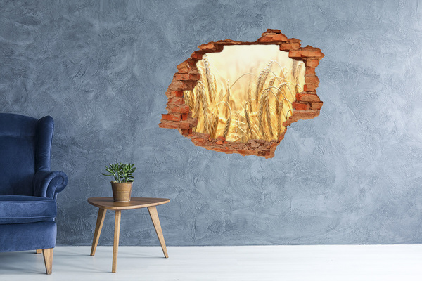 Hole wall sticker Golden wheat fields
