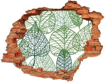 Hole wall sticker Green leaves pattern