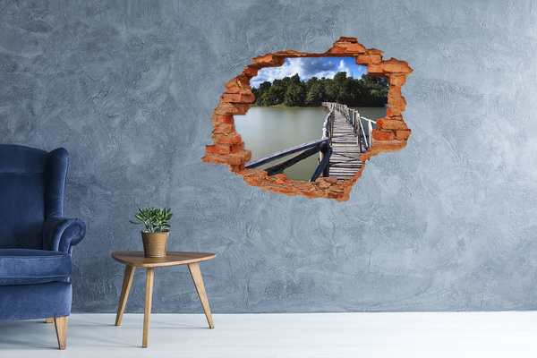 3D wall hole A bridge over the water