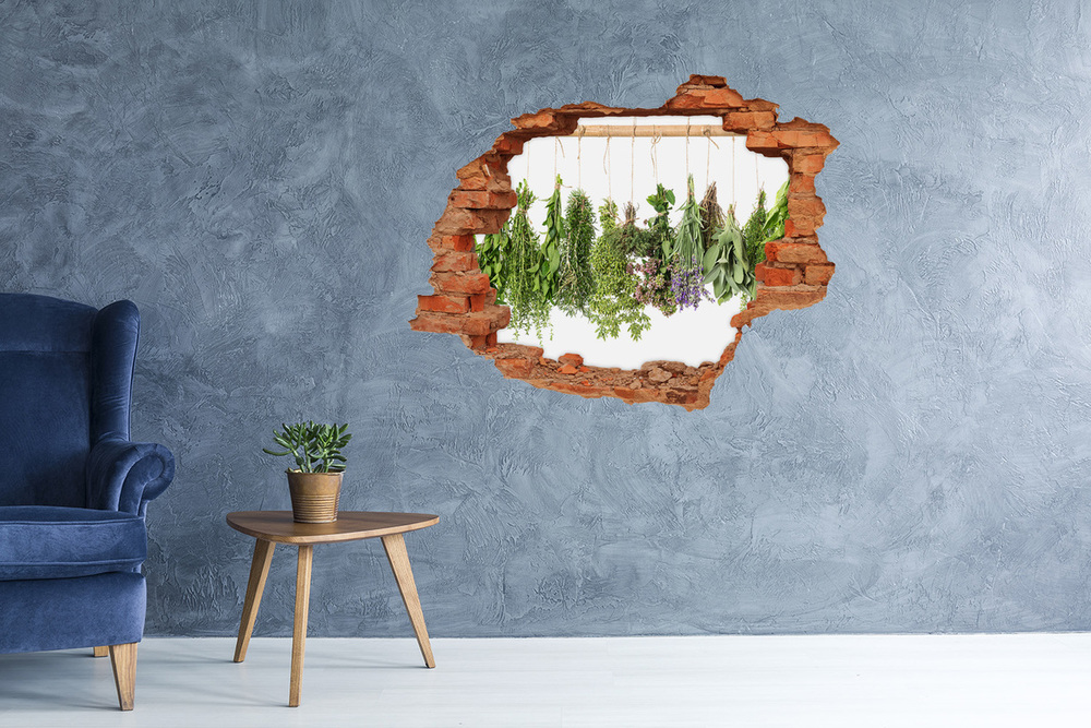 3D wall hole wallpaper Herbs on a string