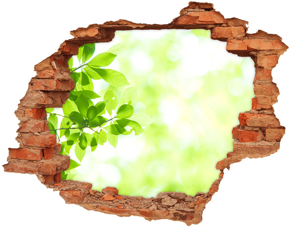 3D wall hole wallpaper Green paradise behind the wall