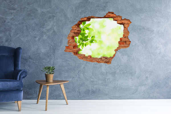 3D wall hole wallpaper Green paradise behind the wall