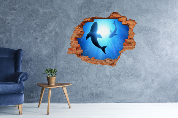 Hole in the wall sticker Underwater world with sharks