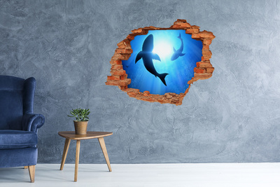 Hole in the wall sticker Two sharks