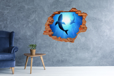 Hole in the wall sticker Underwater world with sharks