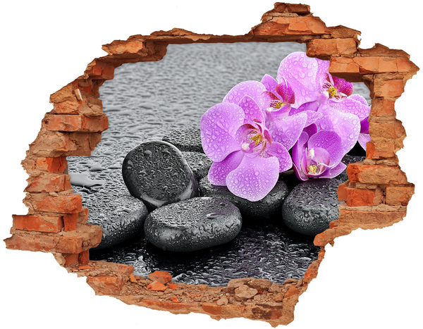 Hole wall sticker Stones orchids