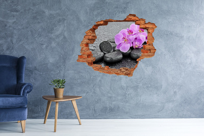 Hole wall sticker Stones orchids