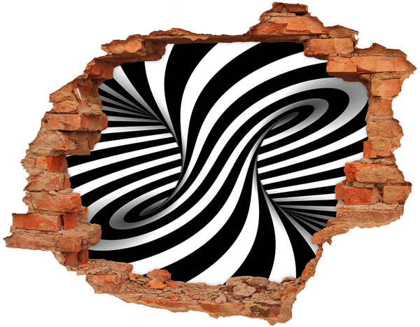 Hole in the wall decal Optical illusion in black and white