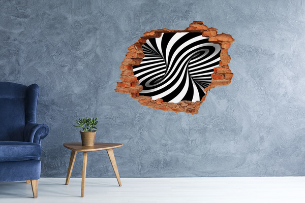 Hole in the wall decal Optical illusion in black and white