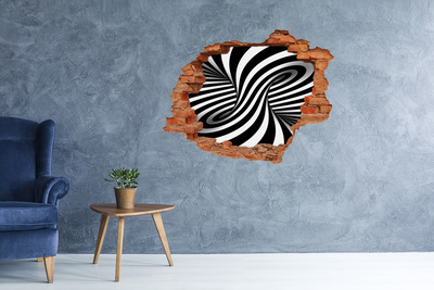 Hole in the wall decal Optical illusion in black and white