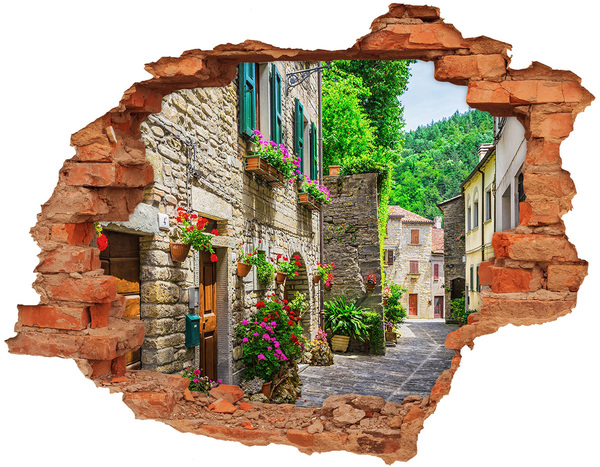 3D wall hole wallpaper A charming street in the town