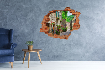 3D wall hole wallpaper A charming street in the town