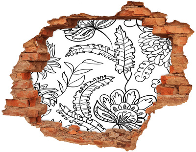 3D wall hole wallpaper Tropical vegetation in a hole in the wall